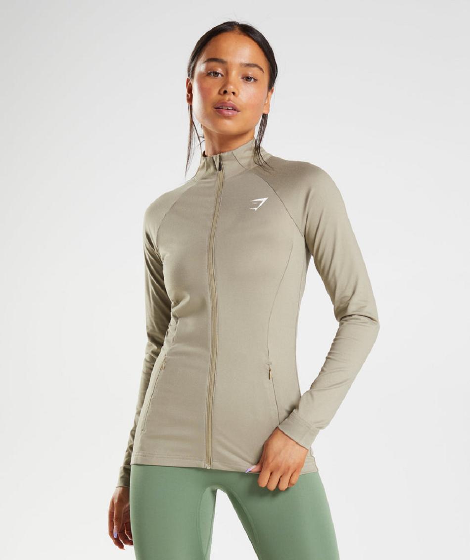 Chaquetas Gymshark Entrenamiento Zip Up Mujer Marrones | CO 2045UZG